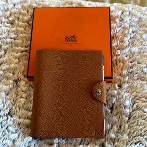 Hermes Julis mini brown notebook cover notepad square Togo with unlined agenda